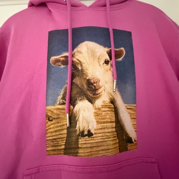 Sandro Paris Men's Pink Hoodie with Lamb Graphic - Size M - EUC (Rare) - Picture 4 of 11